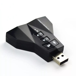 Külső USB 2.0 hangkártya, 7.1 csatorna, hangerő + némító gomb, fekete