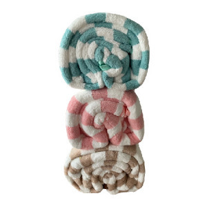 Puha törölköző szett, barna/pink/zöld csíkos - 3 db - MS-512