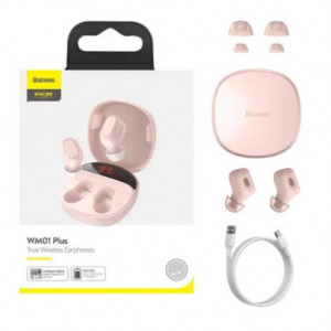 Baseus Encok WM01 Bluetooth-os szetereo headset, vezeték nélküli fülhallgató (TWS Bluetooth 5.0) rózsaszín, pink Baseus Encok WM01 Bluetooth-os szetereo headset, vezeték nélküli fülhallgató (TWS Bluetooth 5.0) rózsaszín, pink