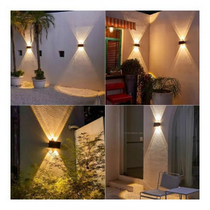 Falra szerelhető, kültéri, napelemes, akkus ledlámpa, 8 ledes