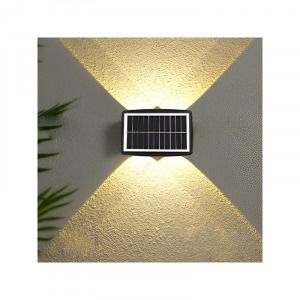 Falra szerelhető, kültéri, napelemes, akkus ledlámpa, 8 ledes