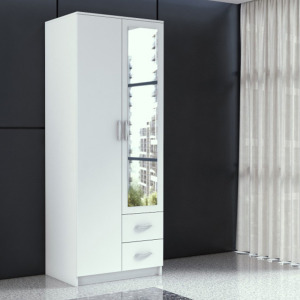 Drohmo Romana 80 gardróbszekrény, 80x205x52 cm, tükörrel, fehér