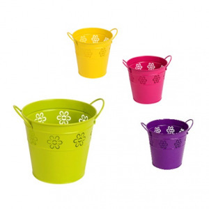 Fém kaspó színes virág 12,5cm