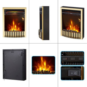 Beépített elektromos kandalló Gala gold, 577x447x161 mm, 2000 W