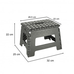 Összecsukható zsámoly, csúszásmentes - sötétszürke - 22cm