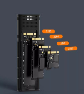 Külső M.2 SSD merevlemez ház, USB 3.1 10Gbps, USB-C max 2TB ezüst alumínium