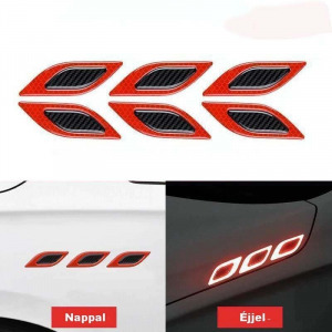 Fényvisszaverő carbon autómatrica, autó tuning csík, fekete-piros