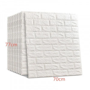 Öntapadós 3D dekor falmatrica fehér tégla 70x77x0,6 cm