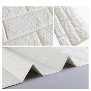 Öntapadós 3D dekor falmatrica fehér tégla 70x77x0,6 cm