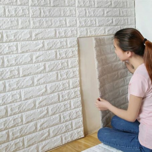Öntapadós 3D tégla hatású dekor falmatrica, tapéta fehér színben 70x77x0,4 cm Öntapadós 3D tégla hatású dekor falmatrica, tapéta fehér színben 70x77x0,4 cm
