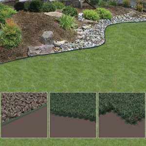 Kerti ágyásszegély, gyepszegély készlet 60mm x 10m 30 db horgonytű, fekete