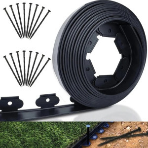 Kerti ágyásszegély, gyepszegély készlet 60mm x 10m 30 db horgonytű, fekete