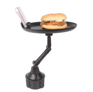 Autós ételtálca, mobil-/tablettartó, középkonzolba, 21cm, fekete