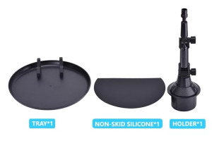 Autós ételtálca, mobil-/tablettartó, középkonzolba, 21cm, fekete