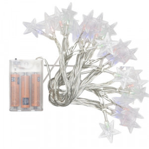 Csillag RGB led fényfüzér kül- és beltérre - elemes, energiatakarékos