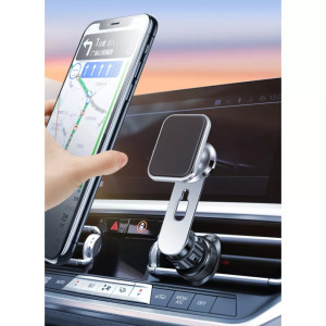 Autós mágneses mobiltelefontartó szellőzőrácsra, forgatható 360°, fekete