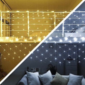 128 LED-es hálós fényfüzér melegfehér