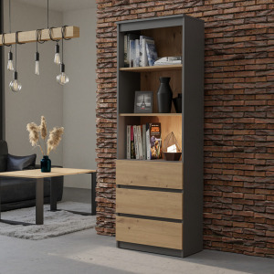 Riano MIX RS-60 O polcos szekrény, 180x60x35 cm, antracit-tölgy