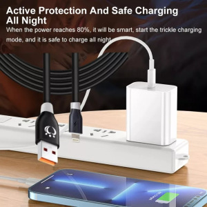 Adat- és töltőkábel K196, 300cm, Lightning/USB, 2.1A gyors töltés, fekete