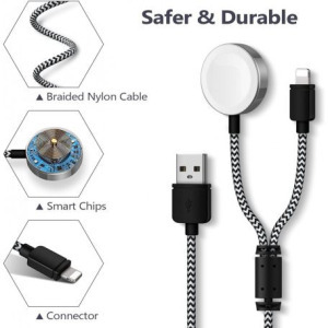 2 az 1-ben Lightning + Vezeték nélküli töltő, iPhone/iPad/Apple Watch -hoz