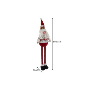 Karácsonyi teleszkópos, textil mikulás, 60-95 cm magas