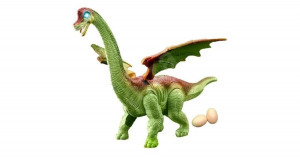 Üvöltő, lépkedő óriás szárnyas dinoszaurusz - menet közben tojást rak