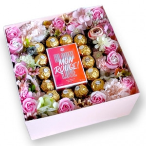 Boxenjoy - kocka desszert doboz - szappanrózsa, Ferrero rocher