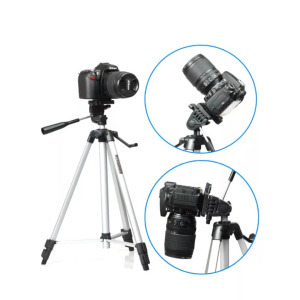Tripod állvány fényképezőgéphez, okostelefonhoz, 330A, akár 135cm, ezüst