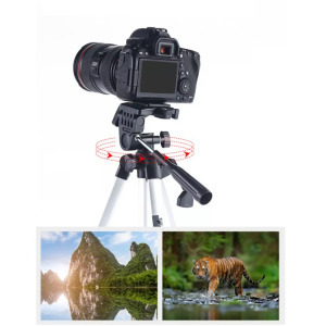 Tripod állvány fényképezőgéphez, okostelefonhoz, 330A, akár 135cm, ezüst