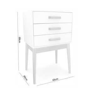 Skandináv stílusú komód 3 fiókkal - fehér