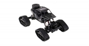 Távirányítós sziklamászó lánctalpas terepjáró, cserélhető gumiabroncsokkal, 4 kerékmeghajtás, fekete