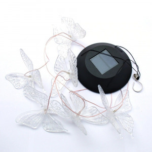 Világító pillangós szélcsengő (napelemes) lila-sárga