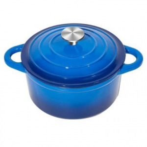 Zománcozott öntöttvas edény fedővel, 5,7 literes, kék