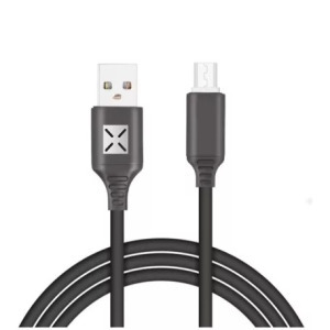 Adat-és töltőkábel, MicroUSB/USB, villogó fénnyel, 2A,1 méter, fekete