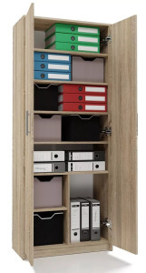 Odell Oliv 2D könyvespolc, irodaiszekrény, 74x180x35 cm, sonoma