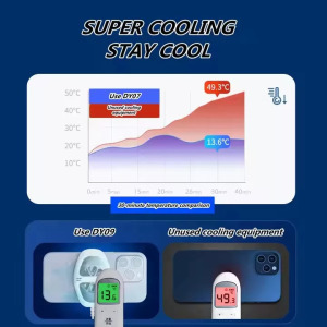 Univerzális Okostelefon/Tablet hűtő, RGB, halk hűtés, hordozható, szürke