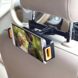 Autós tablet- és mobiltartó, fejtámlára rögzíthető, 360°-ban forgatható