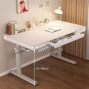 Állítható magasságú íróasztal fiókkal, fehér, 120x60 cm