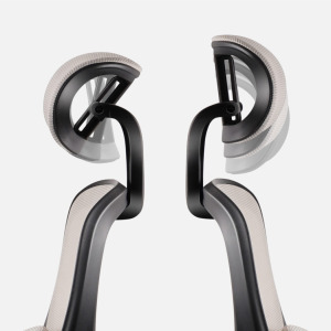 Ergonomikus irodai forgószék kartámaszokkal, deréktámasszal, hálós anyaggal, szürke