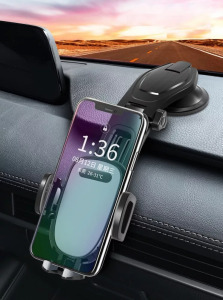 Univerzális autós telefontartó, tapadókorongos, C83, szürke-fekete