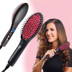 Elektromos hajegyenesítő fésű, fekete