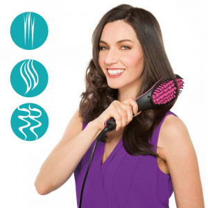 Elektromos hajegyenesítő fésű, fekete