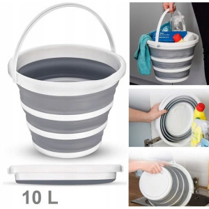 Szilikon összecsukható vödör, megerősített, 10l