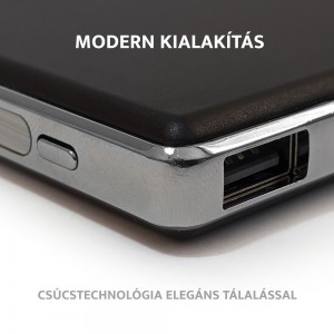 10000 mAh Qi PowerBank - vezeték nélküli töltés + dupla USB-kimenet + zseblámpa, PRÉMIUM KATEGÓRIA