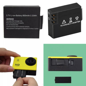 Sportkamera akkumulátor, 900mAh 3.7V, fekete