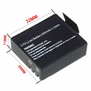 Sportkamera akkumulátor, 900mAh 3.7V, fekete