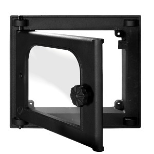 Öntöttvas kandalló ajtó K 302, üvegezéssel, szürke