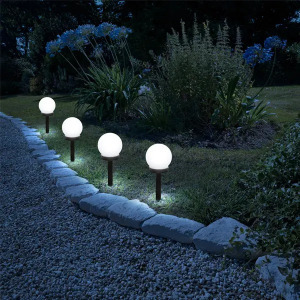 LED-es szolár lámpa - leszúrható - gömb alakú, hidegfehér -10 cm LED-es szolár lámpa - leszúrható - gömb alakú, hidegfehér -10 cm