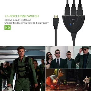 HDMI switch, 3xHDMI anya -> HDMI apa, automata HDMI detektálás, input LED