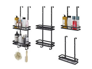 Fúrás nélküli helytakarékos zuhanypolc - 2 kosárral és törölközőtartóval